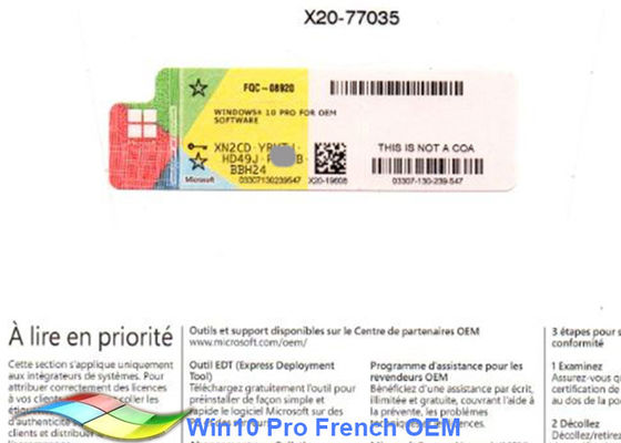 Китай Французские программное обеспечение 64БИТ стикера ОЭМ Виндовс 10 версии Про для ПК поставщик
